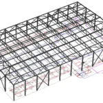 Пространственная модель каркаса ангара 50 × 30 м.