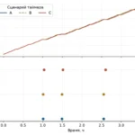 Сопоставление продвижения и GPS-сеансов по сценариям.